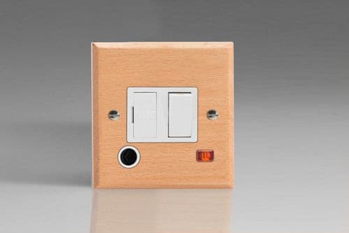Varilight XK6FONBEW Kilnwood Scandic Beech 13A Switched Fused Spur + Neon + Flex Outlet
