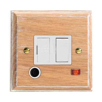 Varilight XK6FONLOW Kilnwood Limed Oak 1 Gang 13A Switched Fused Spur + Neon + Flex Outlet