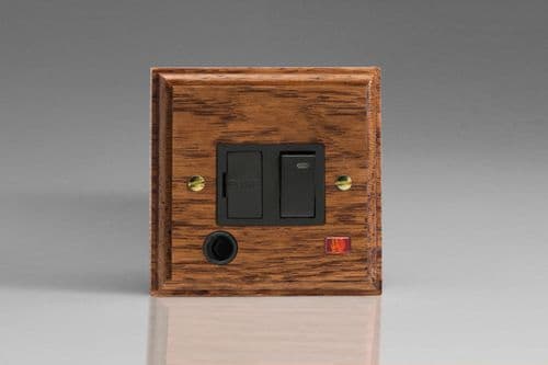 Varilight XK6FONMOB Kilnwood Medium Oak 1 Gang 13A Switched Fused Spur + Neon + Flex Outlet