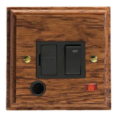 Varilight XK6FONMOB Kilnwood Medium Oak 1 Gang 13A Switched Fused Spur + Neon + Flex Outlet
