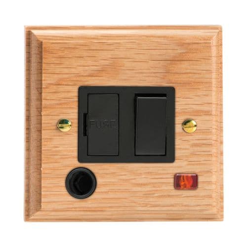 Varilight XK6FONOB Kilnwood Oak 1 Gang 13A Switched Fused Spur + Neon + Flex Outlet