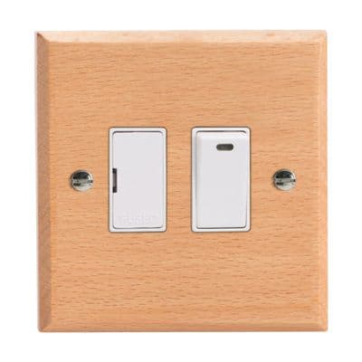 Varilight XK6NBEW Kilnwood Scandic Beech 1 Gang 13A Switched Fused Spur + Neon