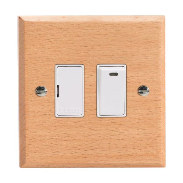 Varilight XK6NBEW Kilnwood Scandic Beech 1 Gang 13A Switched Fused Spur + Neon