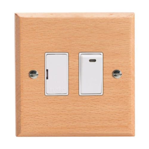 Varilight XK6NBEW Kilnwood Scandic Beech 1 Gang 13A Switched Fused Spur + Neon