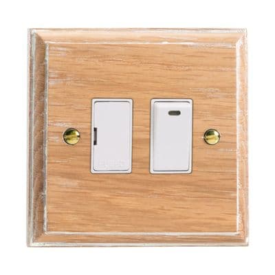 Varilight XK6NLOW Kilnwood Limed Oak 1 Gang 13A Switched Fused Spur + Neon