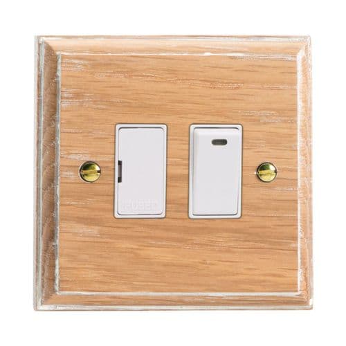Varilight XK6NLOW Kilnwood Limed Oak 1 Gang 13A Switched Fused Spur + Neon