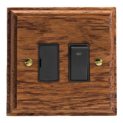 Varilight XK6NMOB Kilnwood Medium Oak 1 Gang 13A Switched Fused Spur + Neon