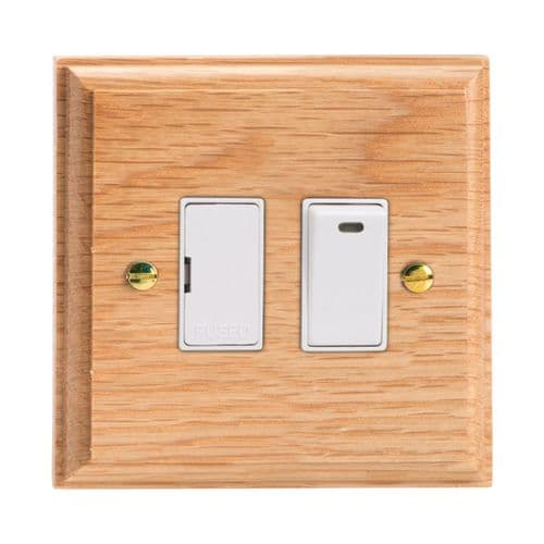 Varilight XK6NOW Kilnwood Oak 1 Gang 13A Switched Fused Spur + Neon