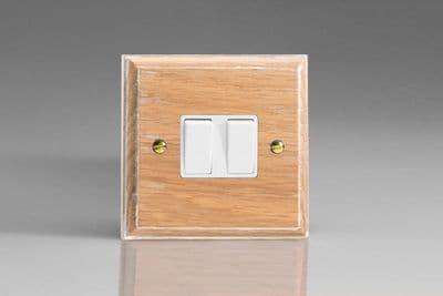 Varilight XK71LOW Kilnwood Limed Oak 2 Gang 10A 1x 2 Way 1x Intermediate Rocker Light Switch