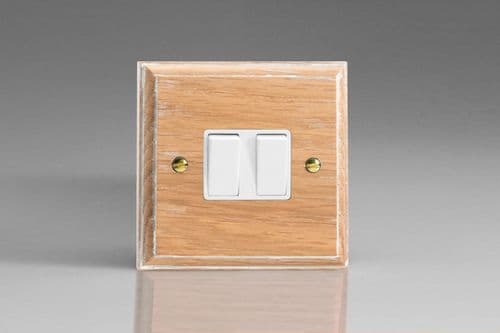 Varilight XK71LOW Kilnwood Limed Oak 2 Gang 10A 1x 2 Way 1x Intermediate Rocker Light Switch