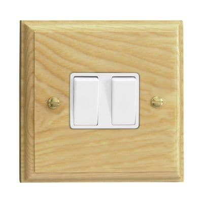 Varilight XK77AW Kilnwood Ash 2 Gang 10A Intermediate Rocker Light Switch