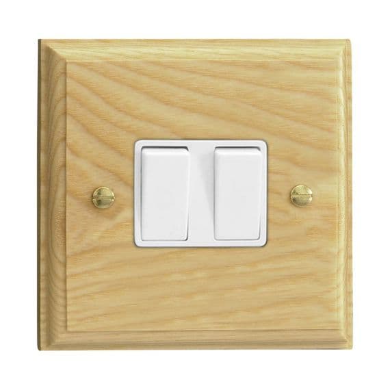 Varilight XK77AW Kilnwood Ash 2 Gang 10A Intermediate Rocker Light Switch