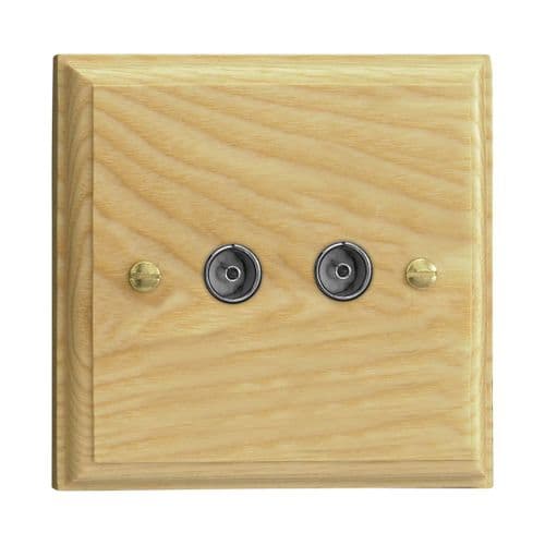 Varilight XK88A Kilnwood Ash 2 Gang Co-Axial TV Socket