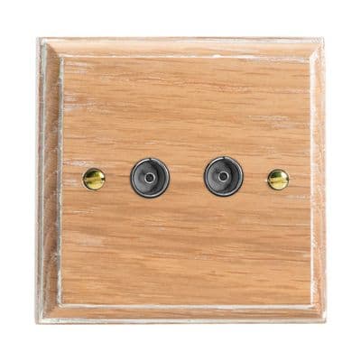 Varilight XK88LO Kilnwood Limed Oak 2 Gang Co-Axial TV Socket