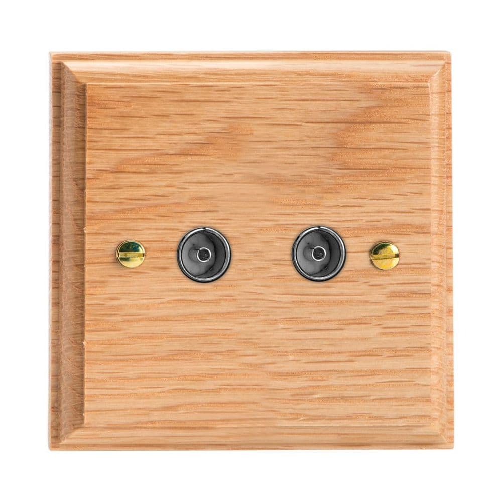 Varilight XK88O Kilnwood Oak 2 Gang Co-Axial TV Socket
