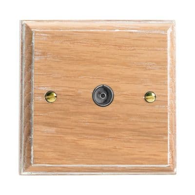 Varilight XK8LO Kilnwood Limed Oak 1 Gang Co-Axial TV Socket