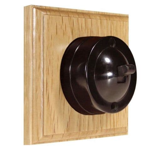 Varilight XKB1O Kilnwood Oak 1 Gang 6A 2 Way Bakelite Dome Switch Wooden Base (single wall box)