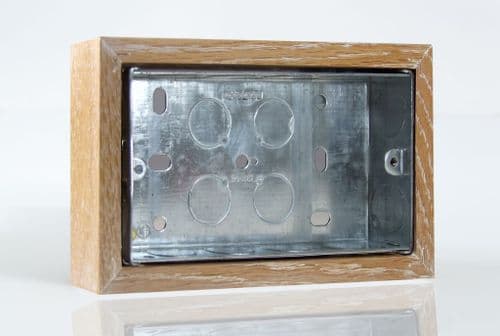 Varilight XKBOXDLO Kilnwood Limed Oak Surface Mounted Pattress Box Double 25mm