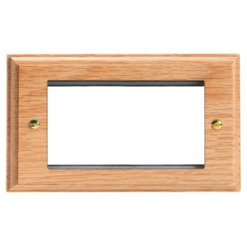 Varilight XKG4O Kilnwood Oak 4 Gang DataGrid Twin Plate (4 Grid Spaces)