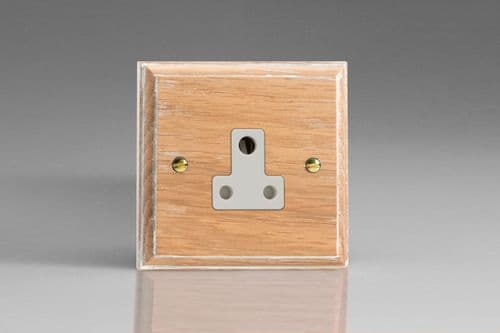Varilight XKRP5LOW Kilnwood Limed Oak 1 Gang 5A Round Pin Plug Socket