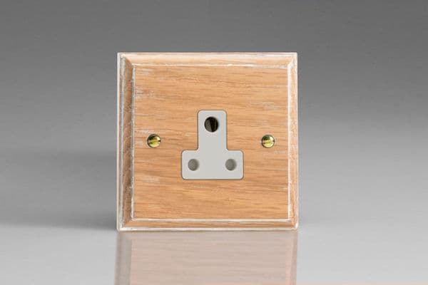 Varilight XKRP5LOW Kilnwood Limed Oak 1 Gang 5A Round Pin Plug Socket