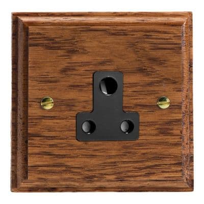 Varilight XKRP5MOB Kilnwood Medium Oak 1 Gang 5A Round Pin Plug Socket