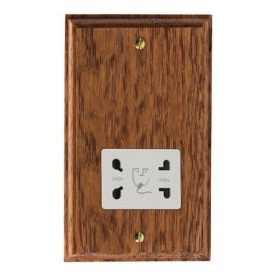 Varilight XKSSMOW Kilnwood Medium Oak Dual Voltage Shaver Socket 230V/115V