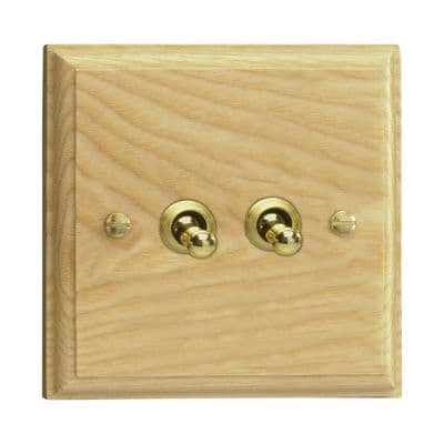 Varilight XKT2A Kilnwood Ash 2 Gang 10A 1 or 2 Way Toggle Light Switch