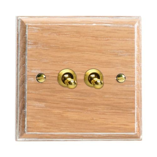 Varilight XKT2LO Kilnwood Limed Oak 2 Gang 10A 1 or 2 Way Toggle Light Switch