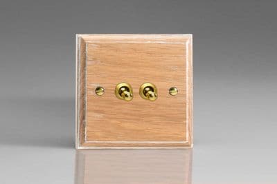 Varilight XKT71LO Kilnwood Limed Oak 2 Gang 10A 1 x 2 Way 1 x Intermediate Toggle Light Switch