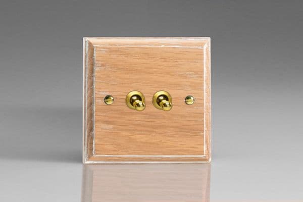 Varilight XKT71LO Kilnwood Limed Oak 2 Gang 10A 1 x 2 Way 1 x Intermediate Toggle Light Switch