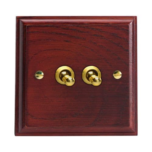 Varilight XKT71M Kilnwood Mahogany 2 Gang 10A 1x 2 Way 1x Intermediate Toggle Light Switch