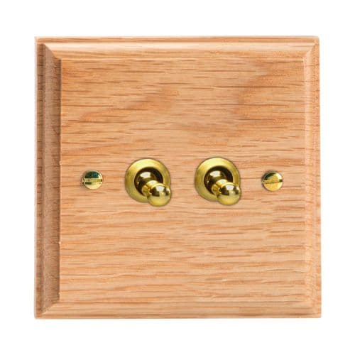 Varilight XKT71O Kilnwood Oak 2 Gang 10A 1x 2 Way 1x Intermediate Toggle Light Switch