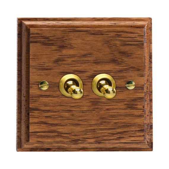 Varilight XKT77MO Kilnwood Medium Oak 2 Gang 10A Intermediate Toggle Light Switch