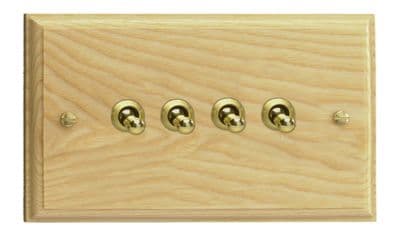 Varilight XKT9A Kilnwood Ash 4 Gang 10A 1 or 2 Way Toggle Light Switch