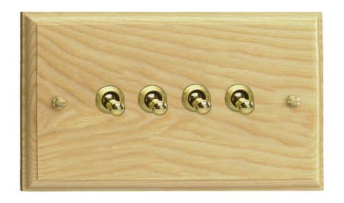 Varilight XKT9A Kilnwood Ash 4 Gang 10A 1 or 2 Way Toggle Light Switch