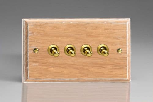Varilight XKT9LO Kilnwood Limed Oak 4 Gang 10A 1 or 2 Way Toggle Light Switch