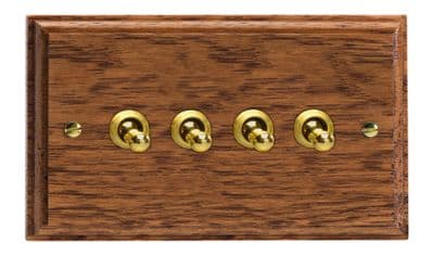 Varilight XKT9MO Kilnwood Medium Oak 4 Gang 10A 1 or 2 Way Toggle Light Switch