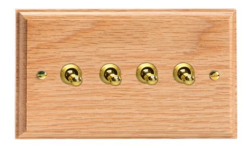 Varilight XKT9O Kilnwood Oak 4 Gang 10A 1 or 2 Way Toggle Light Switch