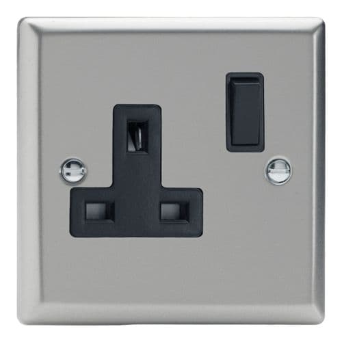 Varilight XN4B Classic Satin Chrome 1 Gang 13A DP Single Switched Plug Socket