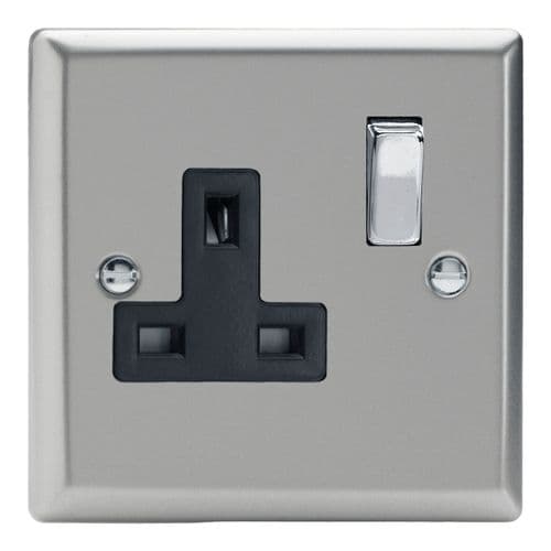 Varilight XN4DB Classic Satin Chrome 1 Gang 13A DP Single Switched Plug Socket