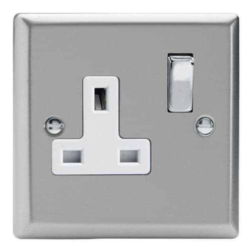 Varilight XN4DW Classic Satin Chrome 1 Gang 13A DP Single Switched Plug Socket