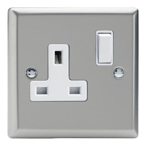 Varilight XN4W Classic Satin Chrome 1 Gang 13A DP Single Switched Plug Socket