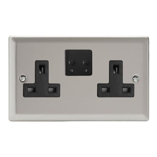 Varilight XN5VSB Classic Satin 2 Gang 13A Wi-Fi Socket for V-Pro Smart Supla