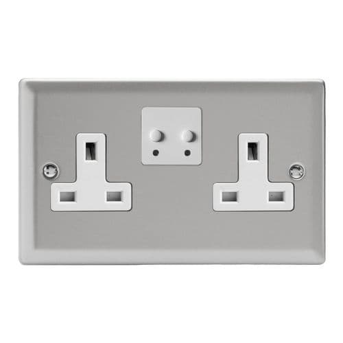 Varilight XN5VSW Classic Satin 2 Gang 13A Wi-Fi Socket for V-Pro Smart Supla