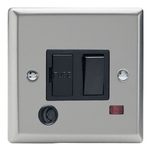 Varilight XN6FONB Classic Satin Chrome 1 Gang 13A Switched Fused Spur + Neon + Flex Outlet