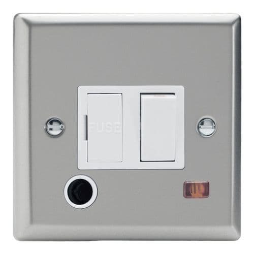 Varilight XN6FONW Classic Satin Chrome 1 Gang 13A Switched Fused Spur + Neon + Flex Outlet