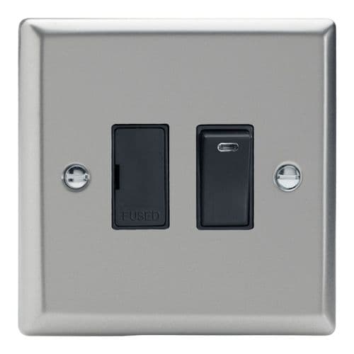 Varilight XN6NB Classic Satin Chrome 1 Gang 13A Switched Fused Spur + Neon