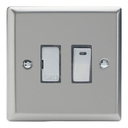 Varilight XN6ND Classic Satin Chrome 1 Gang 13A Switched Fused Spur + Neon
