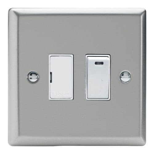 Varilight XN6NW Classic Satin Chrome 1 Gang 13A Switched Fused Spur + Neon